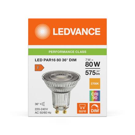 LEDVANCE LED PAR16 80 36° DIM P 7W 927 GU10 4099854234866