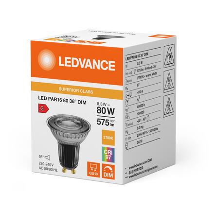 LEDVANCE LED PAR16 80 36° DIM S 8.3W 927 GU10 4099854235207