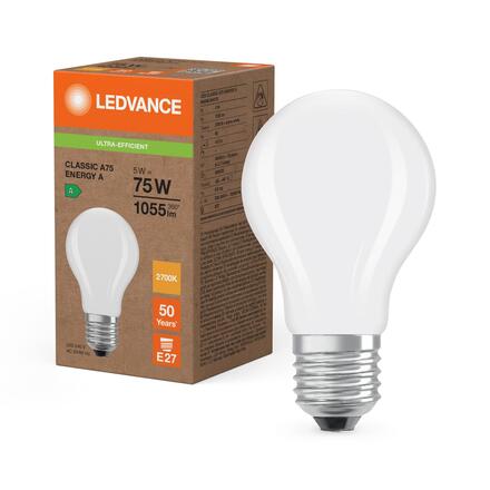 LEDVANCE LED Classic A 75 Filament třída A S 5W 827 matná E27 4099854236631