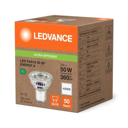 LEDVANCE LED PAR16 50 36°  třída A S 2W 840 GU10 4099854245275