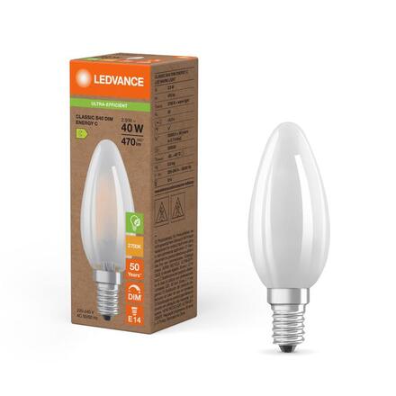 LEDVANCE LED Classic B 40 Filament DIM třída C S 2.9W 827 matná E14 4099854253324