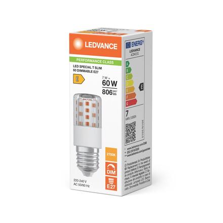 LEDVANCE LED T Slim 60 320° DIM P 7W 827 čirá E27 4099854267277