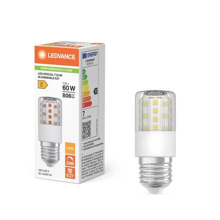 LEDVANCE LED T Slim 60 320° DIM P 7W 827 čirá E27 4099854267277