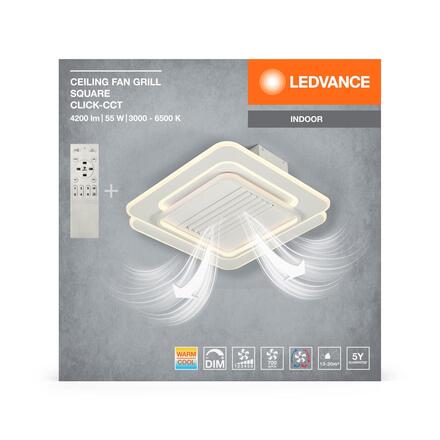 LEDVANCE LED stropní svítidlo s ventilátorem Grill Square 55W CCT bílé 4099854397677