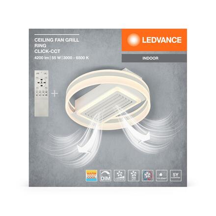 LEDVANCE LED stropní svítidlo s ventilátorem Grill Ring 55W CCT bílé 4099854397691