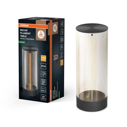 LEDVANCE stolní LED svítidlo ENDURA Style Decor Filament 1,2 W 5 V USB stmívatelné IP54