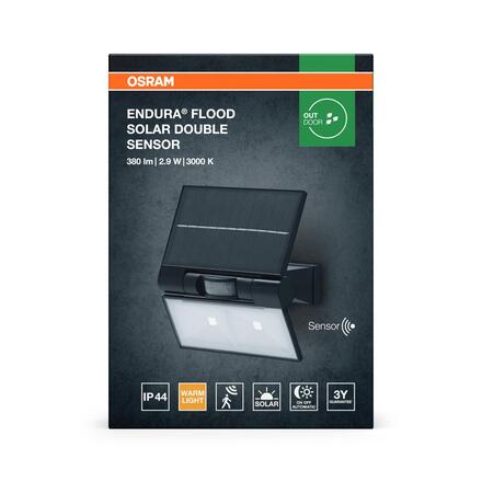 LEDVANCE solární LED reflektor ENDURA Flood Double Sensor 2,9 W 380 lm 3000 K stmívatelný s čidlem