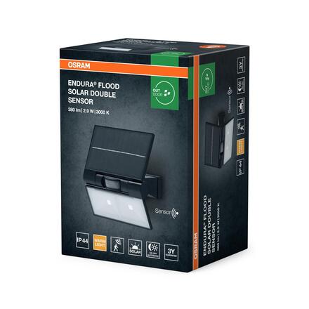 LEDVANCE solární LED reflektor ENDURA Flood Double Sensor 2,9 W 380 lm 3000 K stmívatelný s čidlem