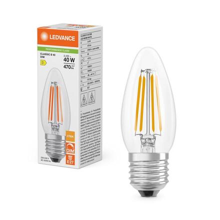 LEDVANCE LED Classic B 40 Filament DIM P 3.4W 827 čirá E27 4099854439001
