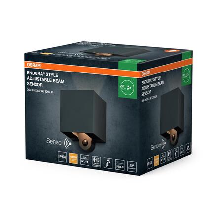 LEDVANCE venkovní nástěnné svítidlo Endura Style Adjustable Beam Sensor 2,5 W 3000 K PIR USB