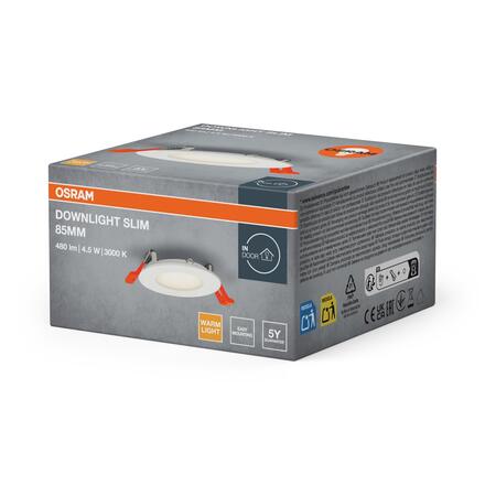 LEDVANCE vestavné LED svítidlo Downlight Slim 4,5 W 220-240 V 3000 K průměr 85 mm