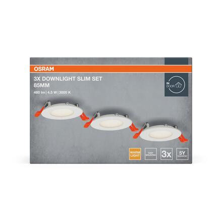 LEDVANCE vestavné LED svítidlo Downlight Slim Set 3× 4,5 W 3000 K 720 lm průměr 85 mm