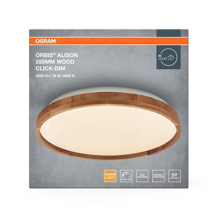 LEDVANCE stropní svítidlo Orbis Alison 16 W 220-240 V 3000 K stmívatelné dřevo