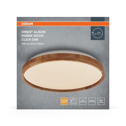 LEDVANCE stropní svítidlo Orbis Alison 36 W 220-240 V 3000 K stmívatelné dřevo 500 mm