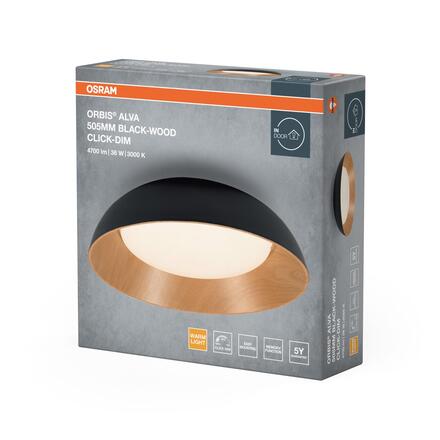 LEDVANCE stropní svítidlo Orbis Alva 36 W 220-240 V 3000 K stmívatelné černé/dřevo