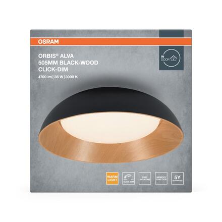 LEDVANCE stropní svítidlo Orbis Alva 36 W 220-240 V 3000 K stmívatelné černé/dřevo