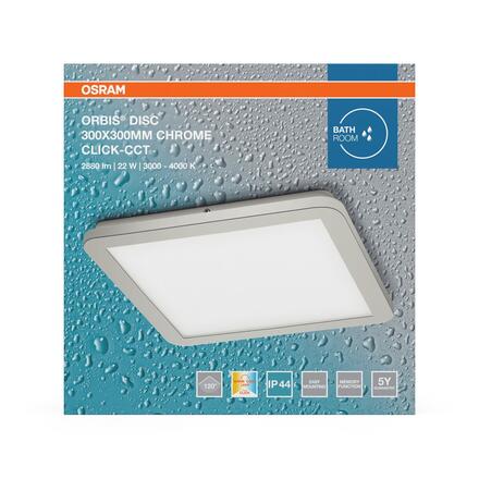 LEDVANCE stropní LED svítidlo Orbis Disc 22 W 220-240 V CCT IP44 30×30 cm chrom