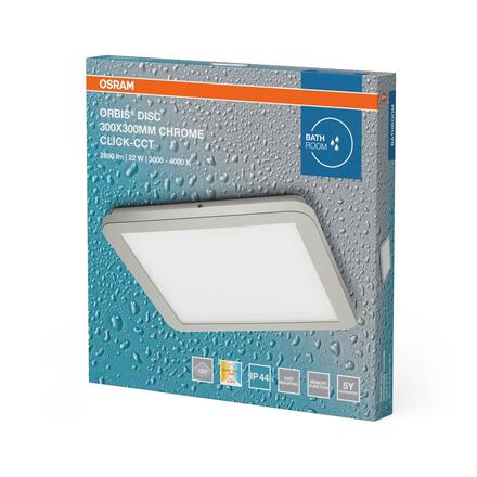LEDVANCE stropní LED svítidlo Orbis Disc 22 W 220-240 V CCT IP44 30×30 cm chrom