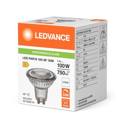 LEDVANCE LED PAR16 100 36° DIM P 7W 840 GU10 4099854456497