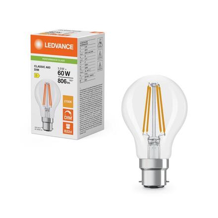 LEDVANCE LED Classic A 60 Filament DIM P 5.9W 827 čirá B22d 4099854463853