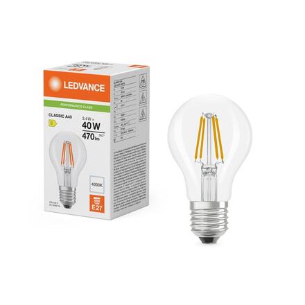 LEDVANCE LED Classic A 40 Filament P 3.4W 840 čirá E27 4099854465635