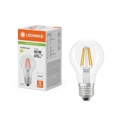 LEDVANCE LED Classic A 40 Filament P 3.4W 840 čirá E27 4099854465635
