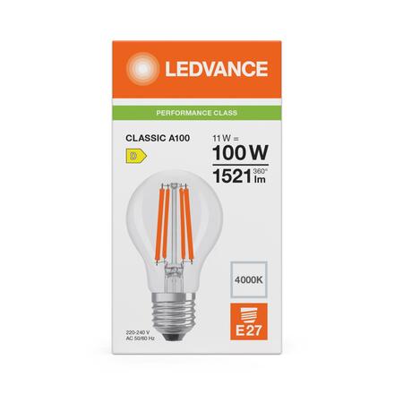 LEDVANCE LED Classic A 100 Filament P 11W 840 čirá E27 4099854465734