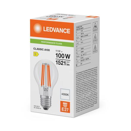 LEDVANCE LED Classic A 100 Filament P 11W 840 čirá E27 4099854465734