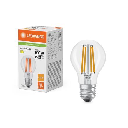 LEDVANCE LED Classic A 100 Filament P 11W 827 čirá E27 4099854465833