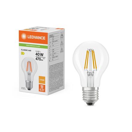 LEDVANCE LED Classic A 40 Filament P 3.4W 827 čirá E27 4099854465857