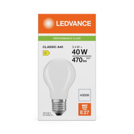 LEDVANCE LED Classic A 40 Filament P 3.4W 840 matná E27 4099854465871