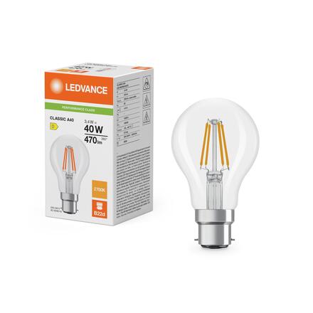 LEDVANCE LED Classic A 40 Filament P 3.4W 827 čirá B22d 4099854465918