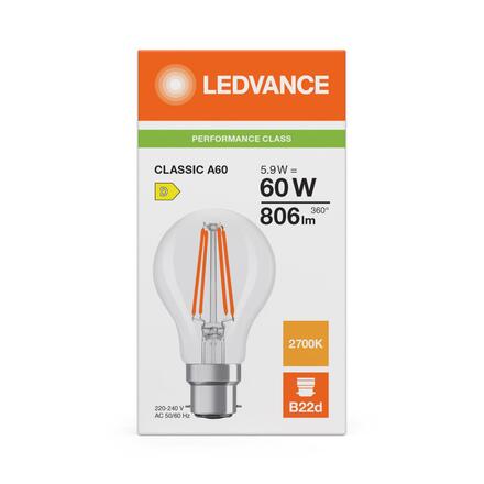 LEDVANCE LED Classic A 60 Filament P 5.9W 827 čirá B22d 4099854466076