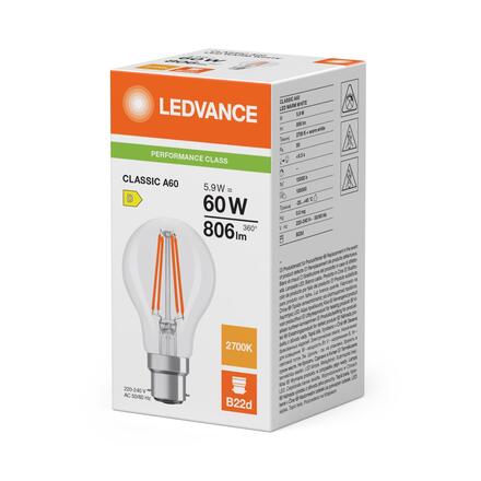 LEDVANCE LED Classic A 60 Filament P 5.9W 827 čirá B22d 4099854466076