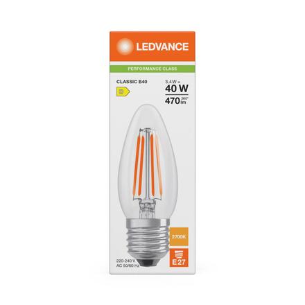 LEDVANCE LED Classic B 40 Filament P 3.4W 827 Clear E27 4099854466359