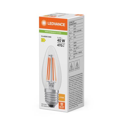 LEDVANCE LED Classic B 40 Filament P 3.4W 827 Clear E27 4099854466359