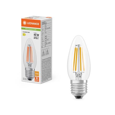 LEDVANCE LED Classic B 40 Filament P 3.4W 827 Clear E27 4099854466359