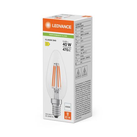 LEDVANCE LED Classic B 40 Filament P 3.4W 840 čirá E14 4099854466403