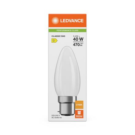LEDVANCE LED Classic B 40 Filament P 3.4W 827 Frosted B22d 4099854466540