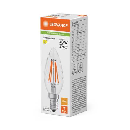 LEDVANCE LED Classic BW 40 Filament P 3.4W 827 Clear E14 4099854466663