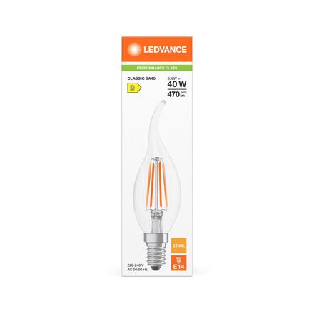 LEDVANCE LED Classic BA 40 Filament P 3.4W 827 Clear E14 4099854466793