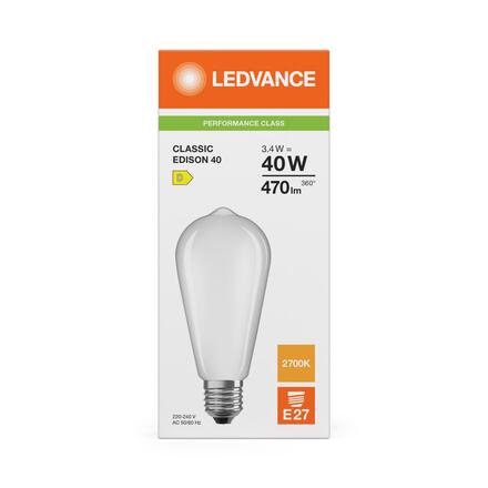 LEDVANCE LED Classic Edison 40 Filament P 3.4W 827 matná E27 4099854467301