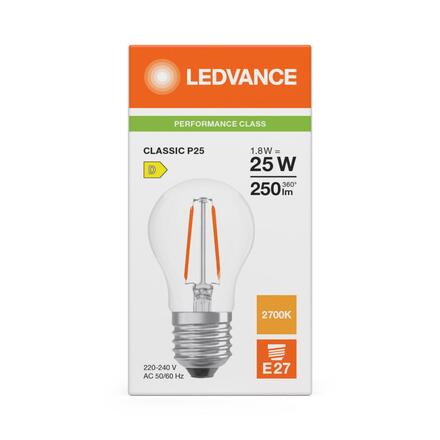 LEDVANCE LED Classic P 25 Filament P 1.8W 827 čirá E27 4099854468056