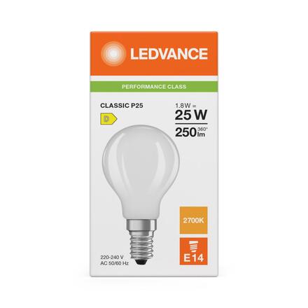 LEDVANCE LED Classic P 25 Filament P 1.8W 827 matná E14 4099854468216
