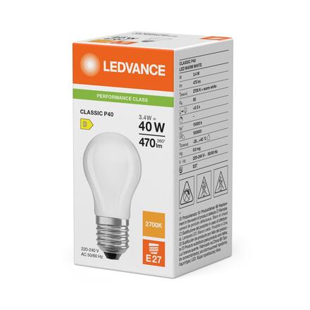 LEDVANCE LED Classic P 40 Filament P 3.4W 827 matná E27 4099854468254
