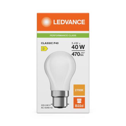 LEDVANCE LED Classic P 40 Filament P 3.4W 827 matná B22d 4099854468315