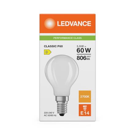 LEDVANCE LED Classic P 60 Filament P 5.9W 827 matná E14 4099854468575