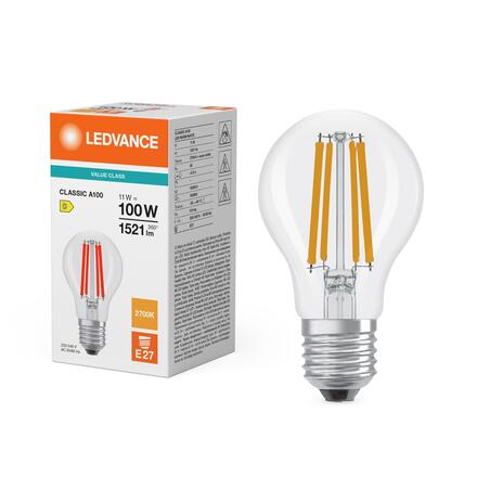 LEDVANCE LED Classic A 100 Filament V 11W 827 čirá E27 4099854476556