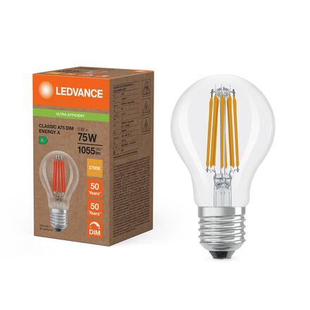 LEDVANCE LED Classic A 75 Filament DIM třída A S 5W 827 čirá E27 4099854476686