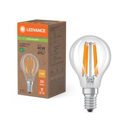LEDVANCE LED Classic P 40 Filament třída A S 2.2W 827 čirá E14 4099854477546